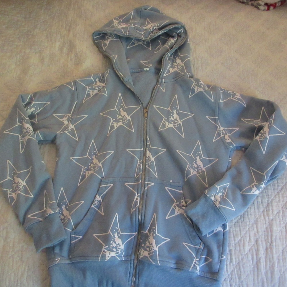 Human Vices Zip Up Hoodie Mens Small Blue All Over Star Print Sweatshirt limited